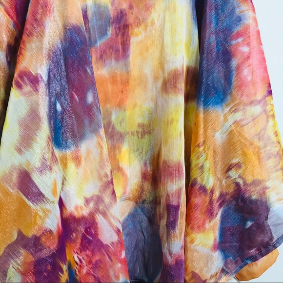 UNIF watercolor cold shoulder button up top - Picture 10 of 11